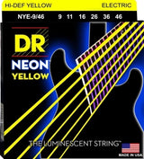 DR Strings - Jeu de 6 cordes pour guitare avec revêtement jaune fluo - Léger et lourd 9-46