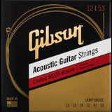 Gibson - Cordes acoustiques en bronze 80/20 avec revêtement - Light 12-53
