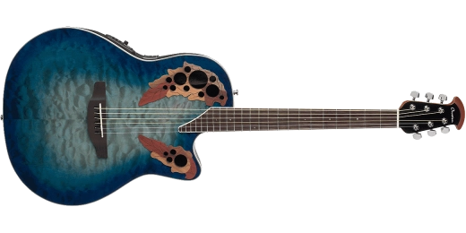 Ovation - Guitare acoustique/électrique Celebrity Elite Exotic Super Shallow Composite-Body - Bleu Caraïbes/Natural Burst