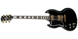 Gibson Custom Shop - SG Custom avec touche en ébène, gaucher - Ébène brillant