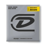 Dunlop - Cordes pour basse électrique - Nickel Super Bright Wound - Légère - Jeu de 4 cordes