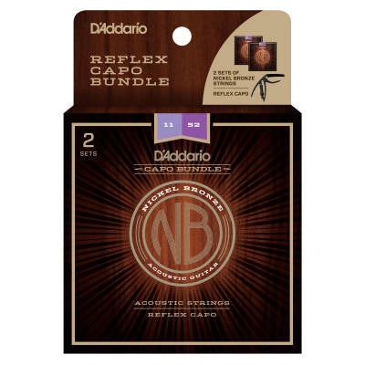 DAddario - Cordes acoustiques nickel-bronze NB1152 (lot de 2) avec capodastre Reflex