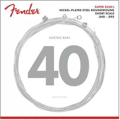 Fender - Cordes pour basse à fil rond en acier nickelé à échelle courte, 40-95