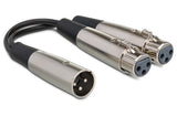 Câble Hosa en Y, double XLR3F vers XLR3M - 15 cm