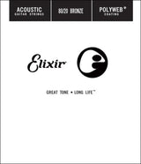 Cordes Elixir - Corde simple pour guitare acoustique 80/20 bronze avec revêtement POLYWEB, .045