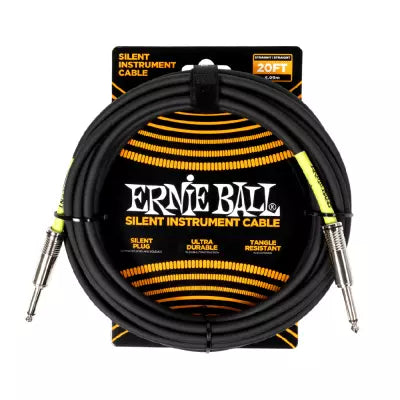 Ernie Ball - 20 Silent Instrument Cable, Straight/Straight - Black