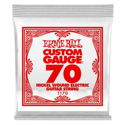 Corde simple pour guitare électrique Ernie Ball, filée en nickel, 0,070