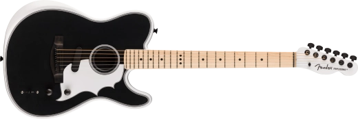 Fender - Jack White Triplesonic Acoustasonic Telecaster avec étui rigide - Blanc arctique satiné avec dessus noir