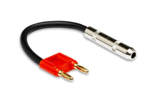 Hosa - Speaker Adaptor, Hosa 1/4 TS to Dual Banana - 6 inch - Red
