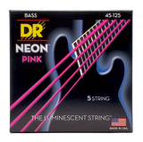 DR Strings - Cordes de basse rose fluo 5 cordes - Medium 45-125