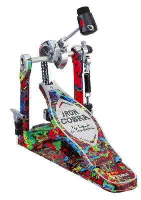 Tama - Pédale simple Iron Cobra Power Glide édition limitée 50e anniversaire - Marble Psychedelic Rainbow