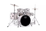 Mapex - Comet Batterie 5 pièces (18", 10", 12", 14", grosse caisse) avec cymbales et accessoires - Blanc grain fin