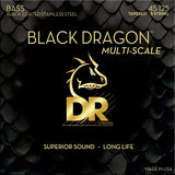 DR Strings - Cordes de basse multi-échelles Black Dragon en acier inoxydable (45-125)