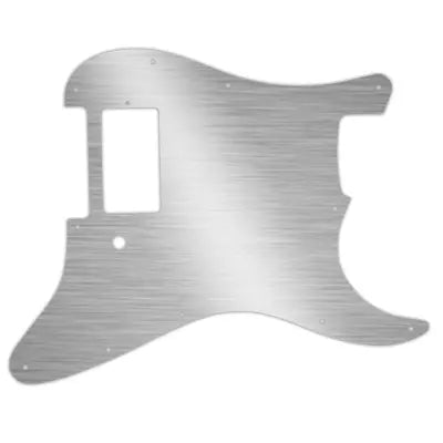 WD Music - Plaque de protection personnalisée pour Fender Stratocaster à un seul humbucker - Effet argent brossé/noir