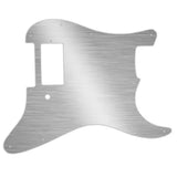 WD Music - Plaque de protection personnalisée pour Fender Stratocaster à un seul humbucker - Effet argent brossé/noir