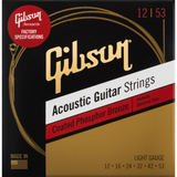 Gibson - Cordes acoustiques en bronze phosphoreux avec revêtement - Light 12-53
