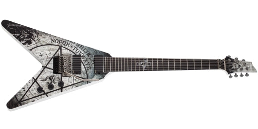 Schecter - Randy Weitzel V-7 FR Guitare électrique Ouija - Blanc satiné