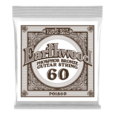 Corde simple pour guitare acoustique Earthwood en bronze phosphoreux Ernie Ball - .060