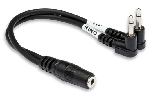 Adaptateur pour casque audio de voyage Hosa, double prise jack 3,5 mm TS vers prise jack 3,5 mm TRS-F