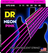 DR Strings - Jeu de 6 cordes pour guitare avec revêtement rose fluo - Léger et lourd 9-46