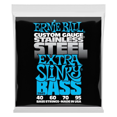 Cordes pour basse électrique Ernie Ball Extra Slinky en acier inoxydable, 40-95