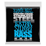Cordes pour basse électrique Ernie Ball Extra Slinky en acier inoxydable, 40-95