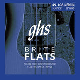 Cordes GHS - Cordes pour basse électrique Brite Flats (38 spires) - Diapason long, médium, 5 cordes