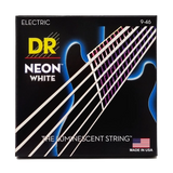DR Strings - Jeu de 6 cordes pour guitare avec revêtement blanc fluo - Léger-Moyen, 9-46