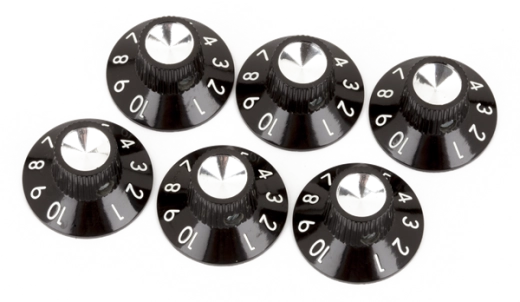 Fender - Boutons d'amplificateur Pure Vintage à jupe (6) - Noir/Argent