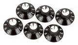 Fender - Boutons d'amplificateur Pure Vintage à jupe (6) - Noir/Argent