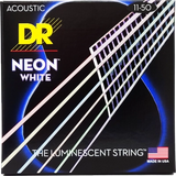 DR Strings - Jeu de cordes pour guitare acoustique blanc fluo - Medium 11-50