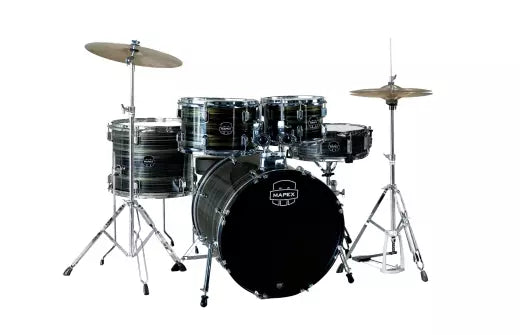 Mapex - Comet Batterie 5 pièces (22", 10", 12", 16", grosse caisse) avec cymbales et accessoires - Finition jaune ébène