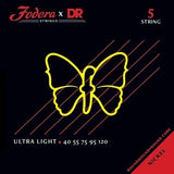 DR Strings - Jeu de cordes pour basse 5 cordes en acier nickelé - Ultra léger (40-120)