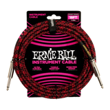 Câble tressé droit Ernie Ball - 18 pouces - Rouge et noir