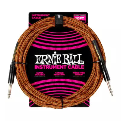 Ernie Ball - 10 Braided Instrument Cable, Straight/Straight - Pumpkin Pie