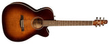 Seagull Guitars - Guitare acoustique/électrique Performer CW Concert Hall en épicéa et érable flammé avec housse - Terre d'ombre brûlée