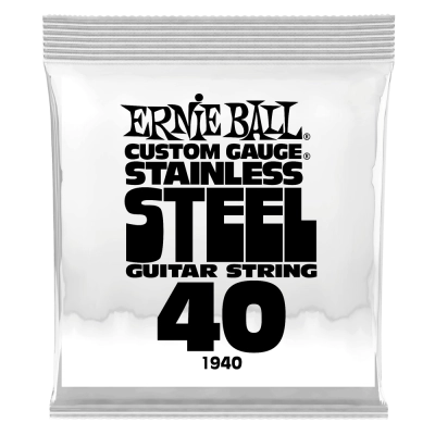 Corde de guitare simple Ernie Ball en acier inoxydable, calibre personnalisé - .040