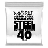 Corde de guitare simple Ernie Ball en acier inoxydable, calibre personnalisé - .040