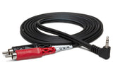 Hosa - Stereo Breakout, Right-angle 3.5 mm TRS to Dual RCA, 3 ft
