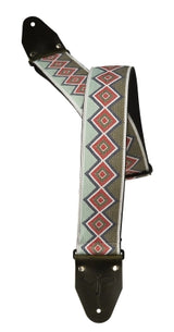 Sangle PRS Guitars - Verte et rouge, 7 cm de large, style rétro jacquard