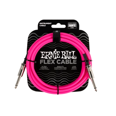Câble d'instrument flexible Ernie Ball droit/droit 3 m (10 pi) - Rose