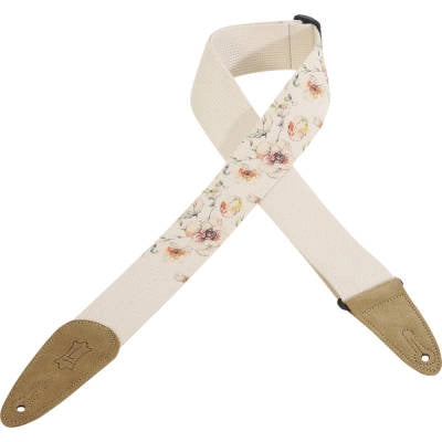 Sangle de guitare Levys - 5 cm (2 pouces) en coton imprimé urbain - Beige/Fleuri