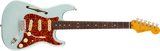 Fender - American Professional II Stratocaster Thinline, touche en palissandre avec étui - Bleu Daphné transparent