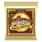 Ernie Ball - Cordes acoustiques Earthwood Rock &amp; Blues avec sol uni 80/20, 10-52 - Lot de 3