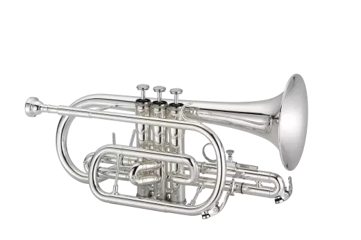 Jupiter - JCR700USQ Bb Cornet with American-Style Mouthpiece and Backpack Case - Silver-Plated