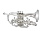 Jupiter - JCR700USQ Bb Cornet with American-Style Mouthpiece and Backpack Case - Silver-Plated