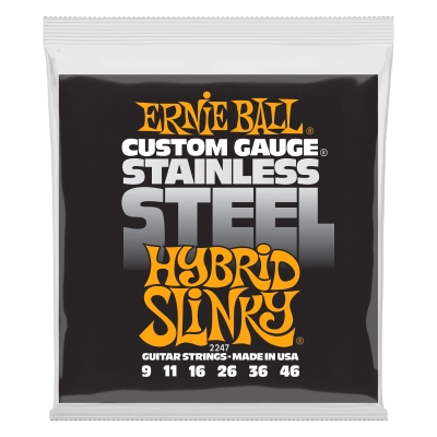 Cordes de guitare Ernie Ball en acier inoxydable Slinky - Hybride .009-.046