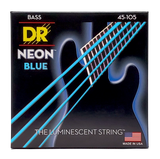 DR Strings - Jeu de cordes pour basse avec revêtement bleu néon - Medium 45-105