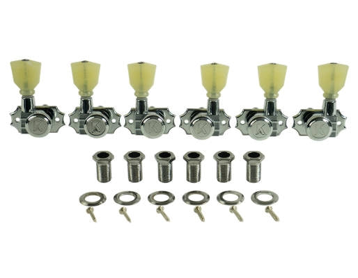 Kluson - Revolution Pearloid Locking 3+3 Chrome Tuners Set