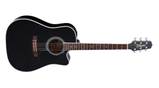 Takamine - Guitare électro-acoustique Dreadnought avec étui - Noir brillant